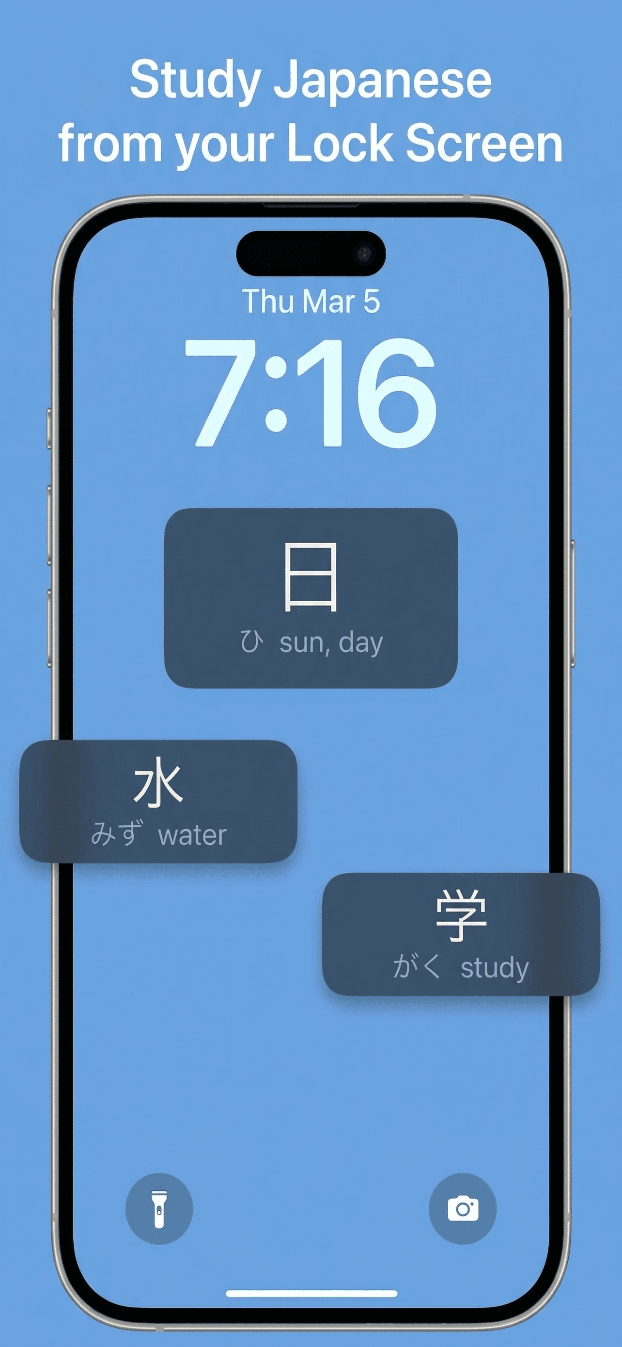 Daily Kanji lock screen widgets